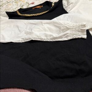 Belldini Black and White Crew Neck Sweater